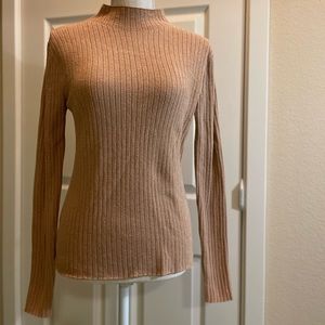 Ann Taylor Camel Mock Neck Sweater, Size Small